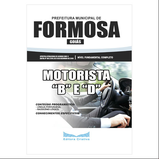 Apostila Prefeitura de Formosa (GO) 2020 - Motorista B e D