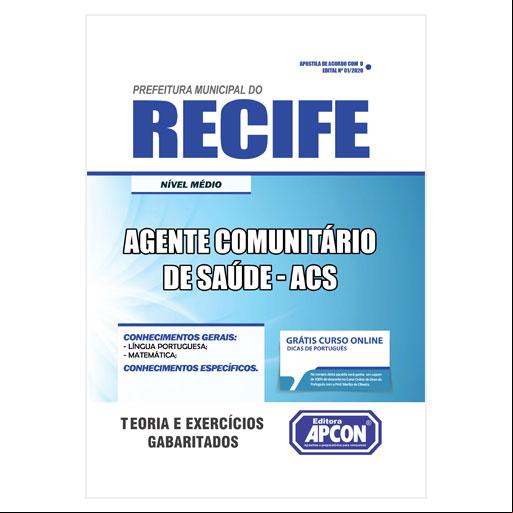Apostila Prefeitura do Recife 2020 - Agente Comunitário de Saúde - ACS